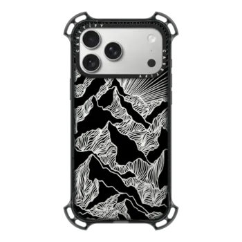 iPhone 17 Pro Max Bounce Case MagSafe Compatible AIM HIGH 2, MOUNTAINS B&W MINIMALIST NATURE ILLUSTRATION