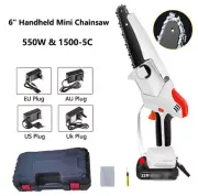 6" Handheld Mini Home Chainsaw Cordless Electric Chain Saw Wood Cutter Pruning