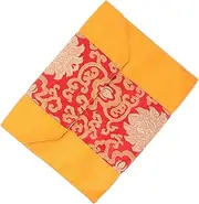 [WOOVEEWIND] Ethnic Style Buddhist Scriptures Pouch Portable Zen Book Storage Bag Silk Satin Material for Home Office Camping and Lightweight and Convenient Design