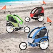 40kg Foldable Pet Bike Trailer Outdoor Bicycle Carrier with Mosquito Netting