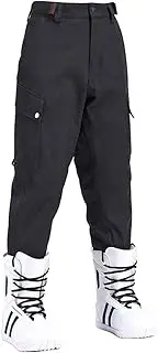 QIULAO Ski Trousers with Beam Legs, Warm and Thin Snow Pants for Men and Women, Wear-Resistant and Breathable Winter Outdoor Pants (Color : Black, Size : XXL)