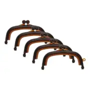 5Pcs Plastic Purse Frame,3.3" Retro Arch Kiss Lock Clasp Frame Embossed,Coffee