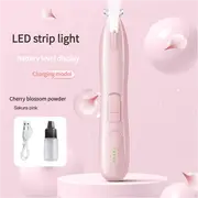 Sakura Pink Pet Hair Trimmer with LED Light, USB Rechargeable, and Battery Indicator
