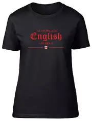 St George's Day English And Proud Sheild Fitted Womens Ladies T Shirt Gift