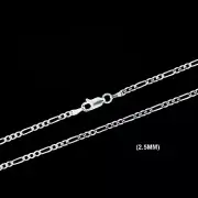 2.5MM Real 925 SOLID Sterling Silver Italian FIGARO LINK Chain Necklace UNISEX