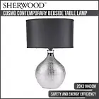 Sherwood Lighting Cosmo Bedside Lamp Modern Table Desk Light Art Deco Silver