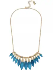 ROBERT LEE MORRIS SOHO Patina Leaf Frontal Necklace Blue Patina gold toneNWT$95