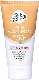 Sun Zapper SPF 50+ Tinted Moisturiser BB Cream Light/Medium Hydrating Kakadu Plum, Jojoba, Evening Primrose, Matte, Broad Spectrum, Australian Made 50 ml