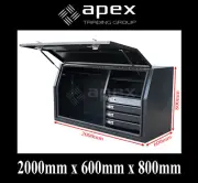 BRAND NEW 2MM TOOLBOX FLAT BLACK ALUMINIUM TOOL BOX-UTE TRUCK STORAGE-2068FDFPBL