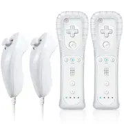 Wii Remote with Nunchuck,Wii Controller with Nunchuck,Compatible with Nintendo Wii/Wii U (2 Pack,white)
