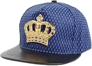 [URTAODFE] Crown Metal Hip Hop Hat Street Dance Baseball Cap,Flat Brim Couple Hat