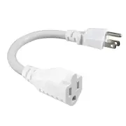 [1 Pack] Short 3Prong Power Extension Cord - White 6inch Mini Indoor Grounded