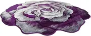 Flannel Carpet Rose Shaped Living Room Mat Round Rug Coffee Table Sofa Cushion Stain-Resistant Non-Slip Mat Home Decor(Purple,60cm 24inch)