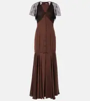 [Rotate] Rotate Lace-trimmed maxi dress AU 14 brown