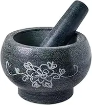 Traditional Grind, Bluestone Mortar Garlic Pounder Household Pestle Set Garlic Masher Kitchen Grinder Medicine Grinder Masher(18x10cm)