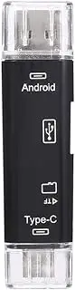 3 in 1 Type-C Card Reader Micro USB Type-C OTG Ex ion High TF ry Card Reader for PC Computer Phone Black Black One Size