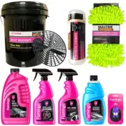 Car Care Kit 9 Piece Bundle Wash Wax Flamingo Cleaning Set