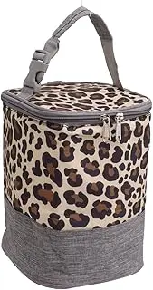 Breastmilk Cooler Bag, 3L Capacity Waterproof Insulated Baby Bottle Cooler Tote Bags Fit Up to 4 Bottles, Baby Bottle Warmer Cooler Bag Baby Bottle Bag for Nursing Mom Daycare (Leopard Print)