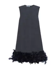Embroidered wool mini-dress IT40,IT38 slate grey