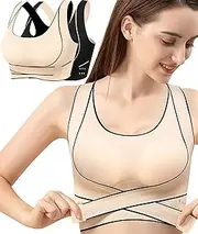 [ASIMOON] Wireless Bras for Women Push up Seamless Light Support Comfy Posture Corrector Sports Yoga Daliy Bra w Removeable Cup