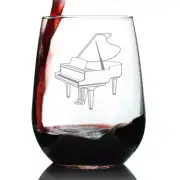 Grand Piano Stemless Wine Glass Music Gifts for Players Teachers and Musical