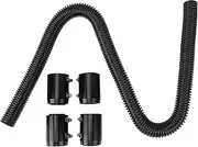Coolant Radiator Hose, 48inch Radiator Flexible Coolant Water Hose Kit Universal Heat Resistant Stainless Steel Heat Dissipation Hose Set with 4 Caps(Black)
