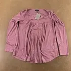 a.Jesdani Women's Size Medium Mauve Knit Casual Long Sleeve V Neck Tunic Top NWT