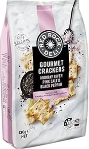 Red Rock Deli Gourmet Crackers with Murray River Pink Salt and Black Pepper 130 g