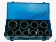 10pc Metric Deep Impact Socket 1" inch Drive w/ Metal Case Set