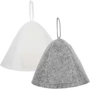 Gogogmee 2pcs Sauna Cap With Pockets Sauna Hat Vaporarium Hat Handmade Cap Felt Bath Hat Russian Sauna Cap Bathhouse Hat Shower Hat For Men Women Bath Accessories Grey Beige