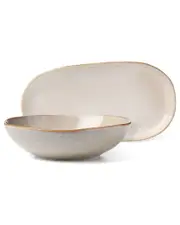 Oneida Organic Shades 2-Piece Serving Set, Oatmeal