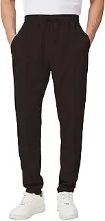 [Blokehoway] Men's Casual Pants Waffle Knit Pants Lightweight Open Bottom Pants Slim Fit Drawstring Jogger Yoga Pants with Pockets