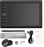 G10 Digital Art Graphics Drawing Tablet 10 x 6 Inches Ultralight Art Creation Sketch with Battery-free Stylus 5 Pen 8192 Levels Pressure 10 Expr Keys Compatible with Windows Android OTG Black