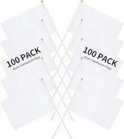 100 Pack Sublimation Flags Blank, White Flag Blank Flag Small Flags on Sticks, Blank Flags to Decorate Make Your Own Flag, Sublimation Garden Flag Blank for DIY (White)