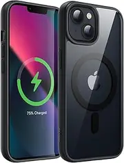 JETech Magnetic Case for iPhone 13 Mini 5.4-Inch Compatible with MagSafe, Shockproof Phone Bumper Cover, Solid Color Matte TPU Frame, Anti-Scratch Clear Back (Black)