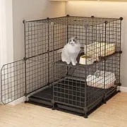 2/3-Tier Cat Cages, DIY Cat Playpen with Tray, Metal Cat Enclosure with Ladders, Detachable DIY Large Exercise Place Ferret Cage, Detachable Metal Kennels ( Color : A , Size : 29.5*29.5*33.5"/75*75*85