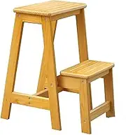 Folding Step Stool Telescopic Portable All Solid Wood Staircase Chair Multifunctional Ladder Chair Dual Purpose Stool Wooden Ladder