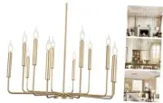 Modern Gold Farmhouse Chandeliers, 12-Light Industrial Metal Chandelier