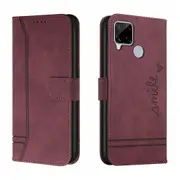Closure Case with Flip Wallet Stand Function Cover for Oppo Realme C15 - Red