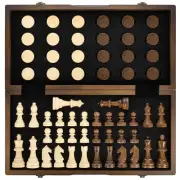 AMEROUS Magnetic Wooden Chess and Checkers Game Set Board Game for 2 Players | 1