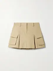 [The Frankie Shop] The Frankie Shop - Audrey Pleated Cotton-twill Mini Skirt - Beige - large large Neutrals