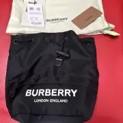 Burberry Phoebe Icon Drawstring Bucket Bag In Black