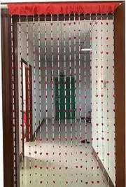 ZiDeTang Acrylic Beaded Heart Door Curtain Home Décor Tassel Room Divider Curtain Color Red Pack of 1, 100cm by 195cm