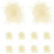 uxcell 10-Pack Faux Fur Pom Poms, 1.2 Inch/ 1 cm Soft Fluffy Pompoms Balls Faux Mint Fur with Elastic Loop Mini for Hats/Bags/Keychains/Knitting Accessories/DIY Crafts [Beige]