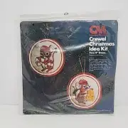 Vintage Columbia Minerva Crewel Christmas Kit 7948 Two 4" Mice Ornaments NEW