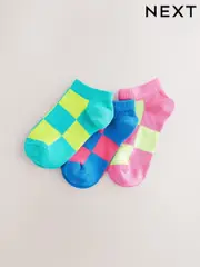Multi 3 Pack Cotton Rich Checkerboard Trainer Socks (E88929) | $5 - $7