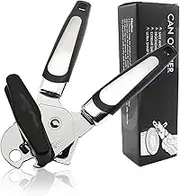 Xoxel 3 in 1 Stainless Steel Manual POP Can Opener with Built in Bottle Opener Stainless Steel Razor-Sharp Blade Ergonomic Design for Easy Safe Opening Black