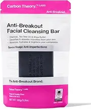 [Carbon Theory] Breakout Control Facial Cleansing Bar With Activated Charcoal & Organic Tea Tree Oil | Detoxifies And Absorbs Impurities From Your Skin | Natural, Vegan And Cruelty Free | 100g