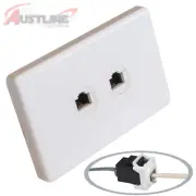 2Gang RJ11 RJ12 6P4C Phone Wall Plate Clipsal Style Cat3 Coupler C-Clip AW2C3ff