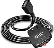 tunghey USB Female OBD2 OBD Power Cable for Dash Camera, OBD to USB Female OBDII Adapter Hardwire Charger Cable 24 Hours Surveillance and Acc Two Mode with Switch Button 3.5M